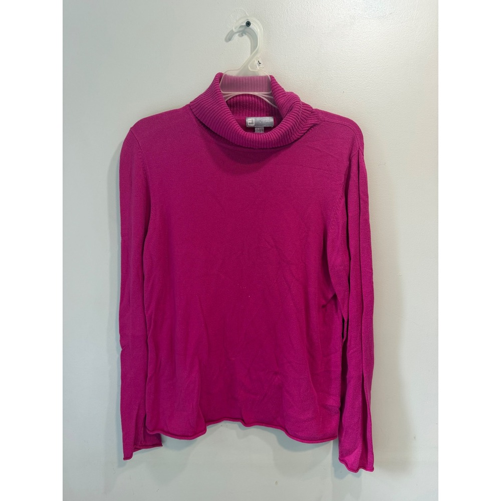 JCP‎ Fuchsia Pink Cashmere Blend Turtleneck Sweater Womens Large Cotton Modal